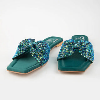 Shimmer Bow Slipper Black Neon By Anum Hassan