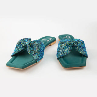 Shimmer Bow Slipper Black Neon By Anum Hassan