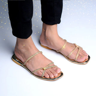 Cross Band Flats Golden My Store
