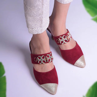 Clasp Velvet Sandles Red My Store