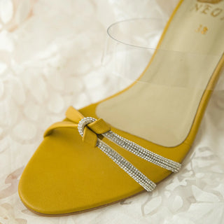 Rhinestone With Clear  Strap Sandals Yellow My Store