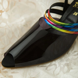 Rainbow Straps Pointed Toe Mules My Store