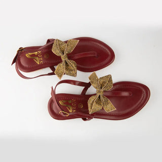 Sequence Tie Sandal Maroon Neon By Anum Hassan