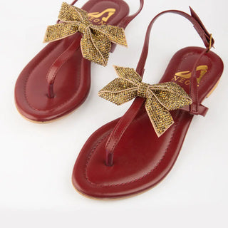Sequence Tie Sandal Maroon Neon By Anum Hassan