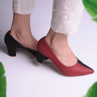 Two Hued Court Shoes Maroon and Black My Store