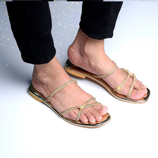 Cross Band Flats Golden My Store
