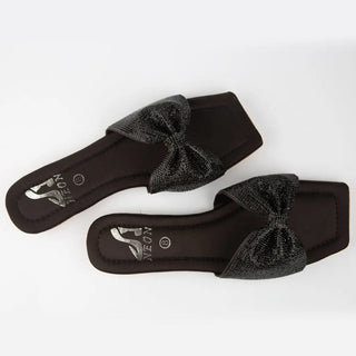 Shimmer Bow Slipper Black Neon By Anum Hassan