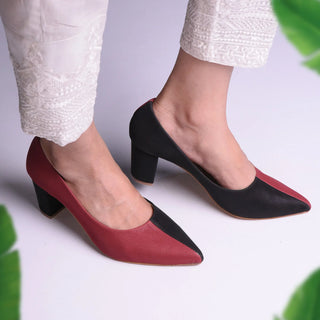 Two Hued Court Shoes Maroon and Black My Store