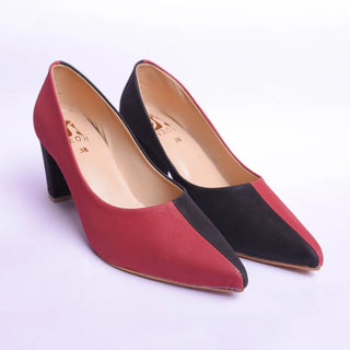 Two Hued Court Shoes Maroon and Black My Store