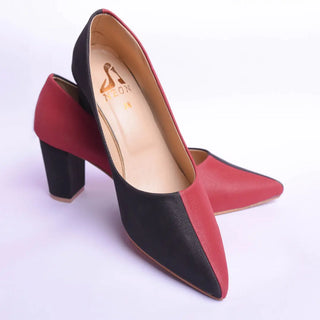 Two Hued Court Shoes Maroon and Black My Store