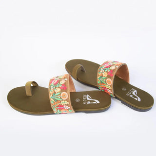 Broad Lace Slippers Green My Store