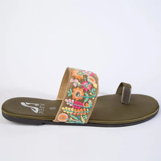 Broad Lace Slippers Green My Store