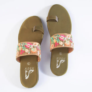 Broad Lace Slippers Green My Store