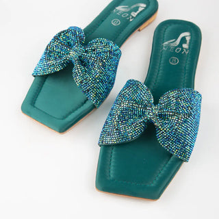 Shimmer Bow Slipper Black Neon By Anum Hassan