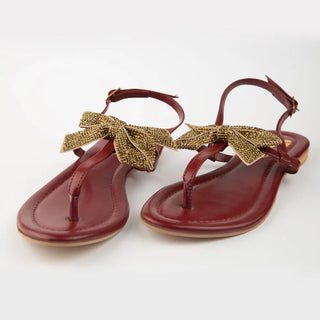 Sequence Tie Sandal Maroon Neon By Anum Hassan