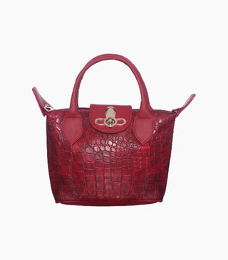 Top-Handle Croc Embosed Bag 03