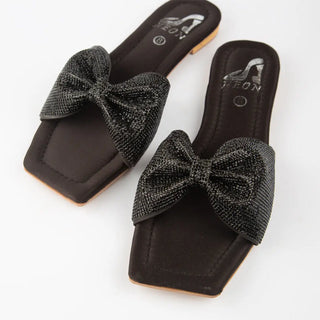 Shimmer Bow Slipper Black Neon By Anum Hassan