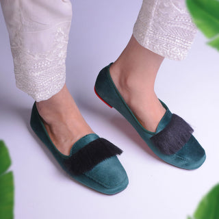 Velvet Fur Loafers Purple My Store