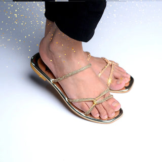 Cross Band Flats Golden My Store