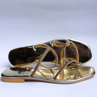 Cross Band Flats Golden My Store