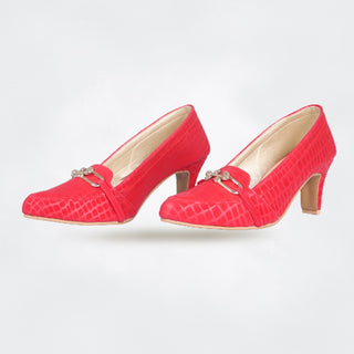 Croc Embossed Pumps Red