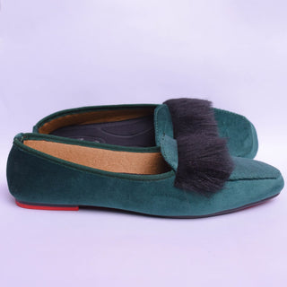 Velvet Fur Loafers Purple