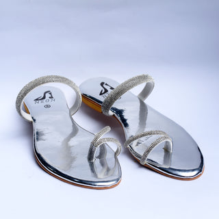 String Tie Flats Silver My Store