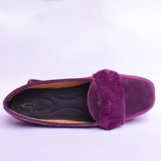 Velvet Fur Loafers Purple