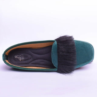 Velvet Fur Loafers Purple