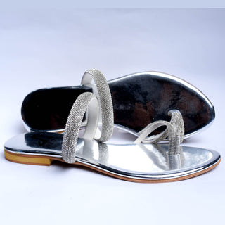 String Tie Flats Silver My Store