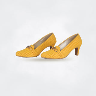 Croc Embossed Pumps Yellow