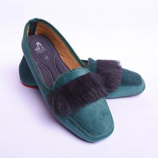 Velvet Fur Loafers Purple My Store