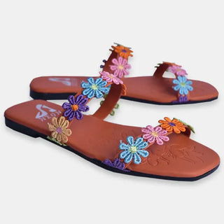 Floral Lace Slippers Orange My Store