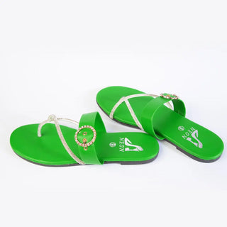 Buckle Up Slipper Green Neon By Anum Hassan