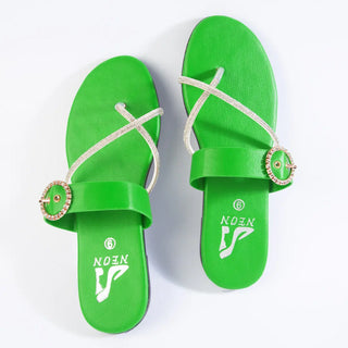 Buckle Up Slipper Green Neon By Anum Hassan