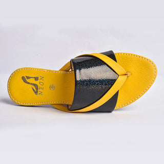 Flat Flip Flop With Crystal Slides Neon By Anum Hassan