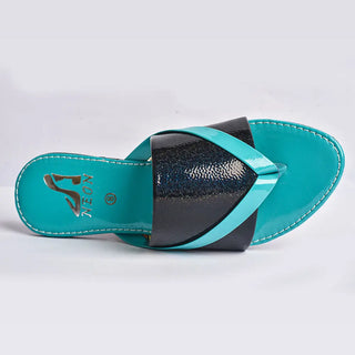 Flat Flip Flop With Crystal Slides Neon By Anum Hassan