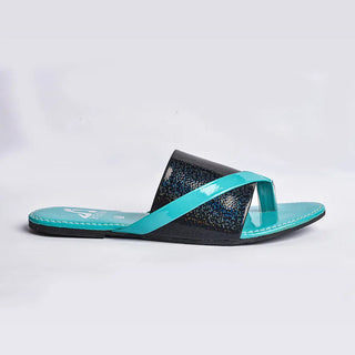 Flat Flip Flop With Crystal Slides Neon By Anum Hassan