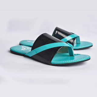 Flat Flip Flop With Crystal Slides Neon By Anum Hassan