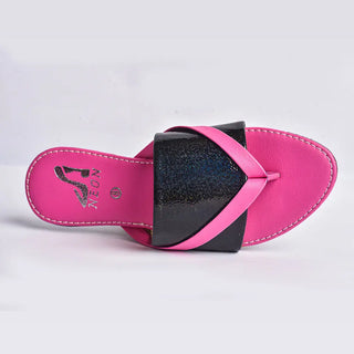 Flat Flip Flop With Crystal Slides Neon By Anum Hassan