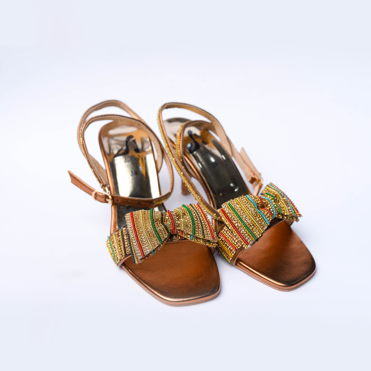 Bow Up Sandal Golden products front view second angle