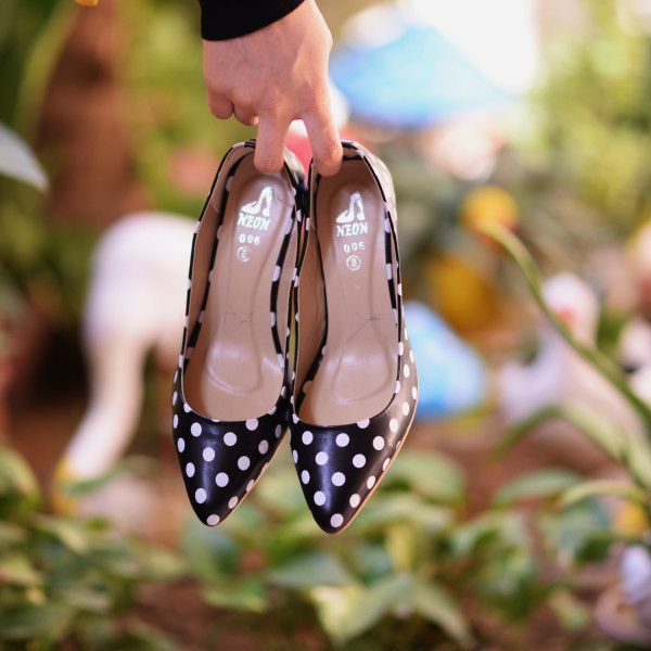 Black Shoes With White Dots